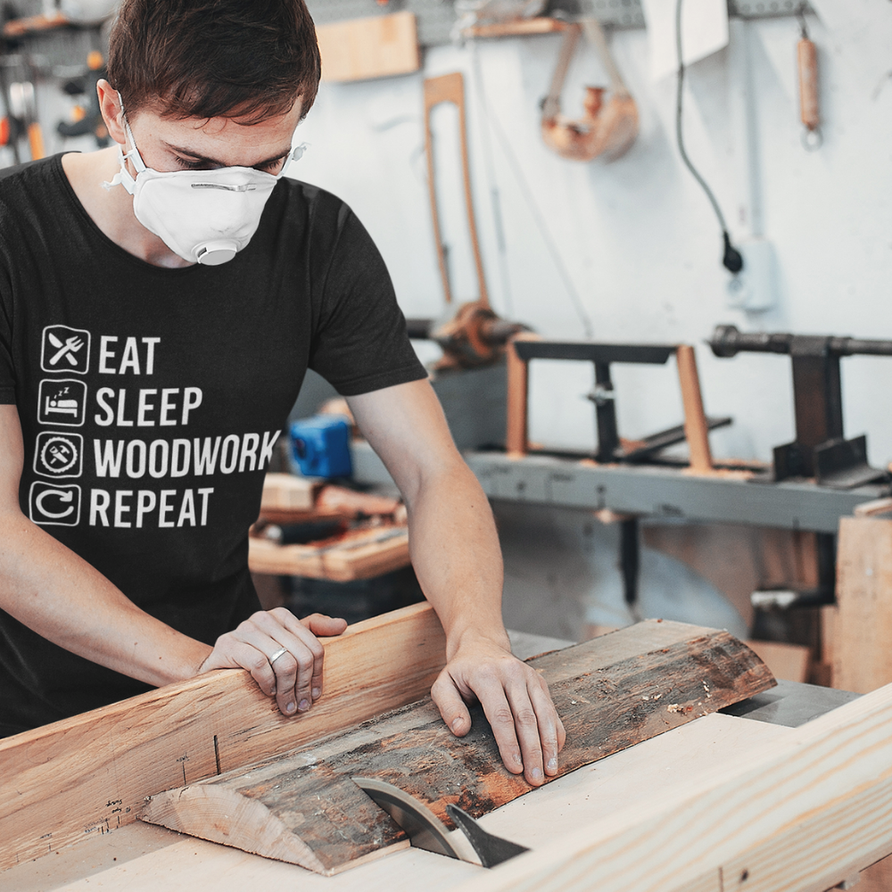 Eat Sleep Woodwork Repeat T-Shirt - Crafted Cutz