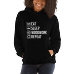 Eat Sleep Woodwork Repeat Hoodie - Crafted Cutz