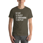 Eat Sleep Woodwork Repeat T-Shirt - Crafted Cutz