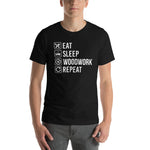 Eat Sleep Woodwork Repeat T-Shirt - Crafted Cutz