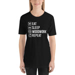 Eat Sleep Woodwork Repeat T-Shirt - Crafted Cutz